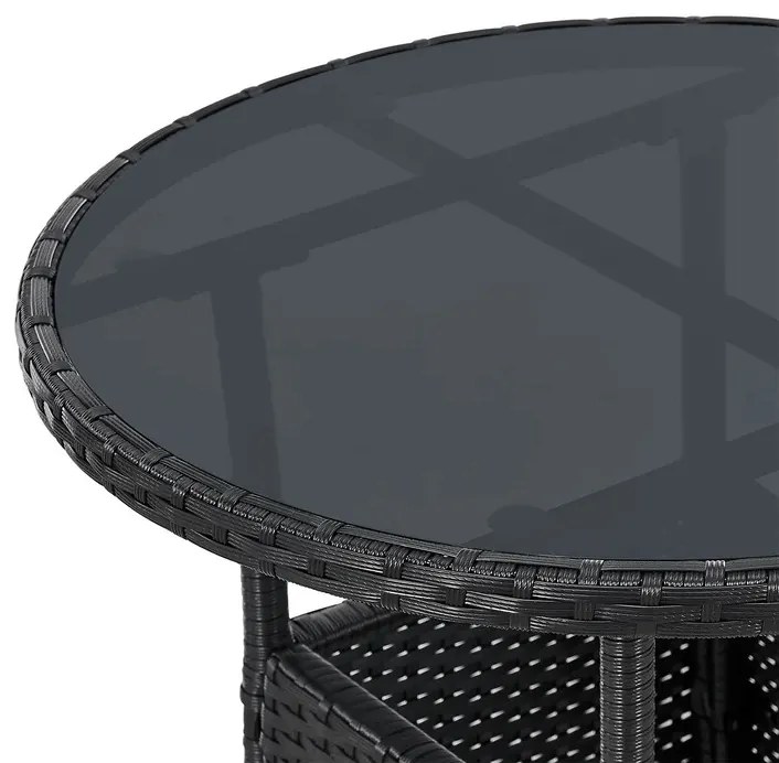 Juskys Yoro kerek rattan asztal Ø60 cm - fekete