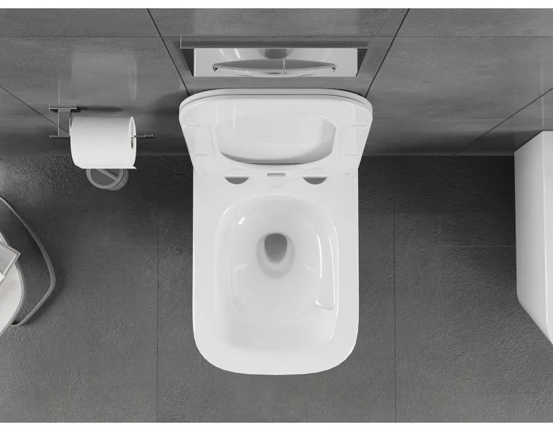 Mexen Teo, falra akasztható wc csésze 510x345x340 mm, Perem nélküli Tornado + duroplast wc ülőke, fényes fehér, 30850600T