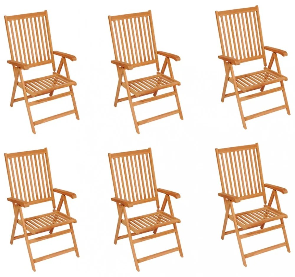 6 db tömör tíkfa kerti szék bézs párnákkal