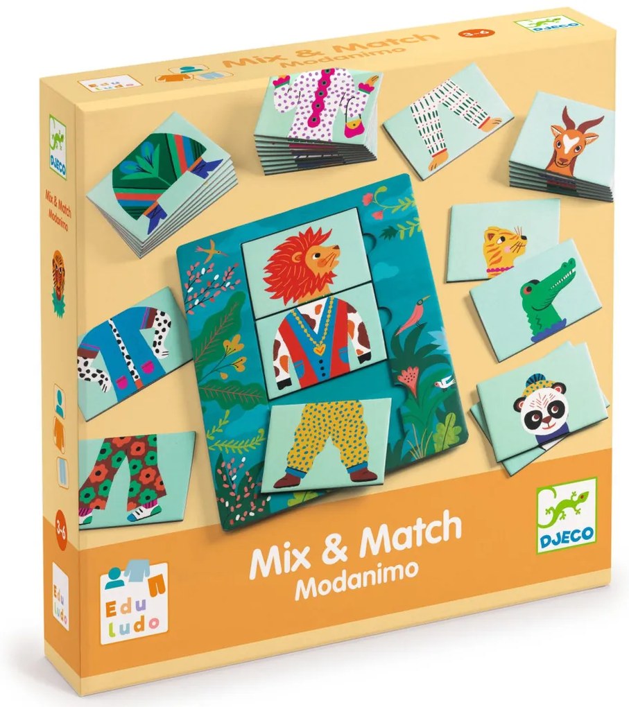 Fejlesztő játék - Állatdivat, 54 db-os - Eduludo Mix and Match Modanimo