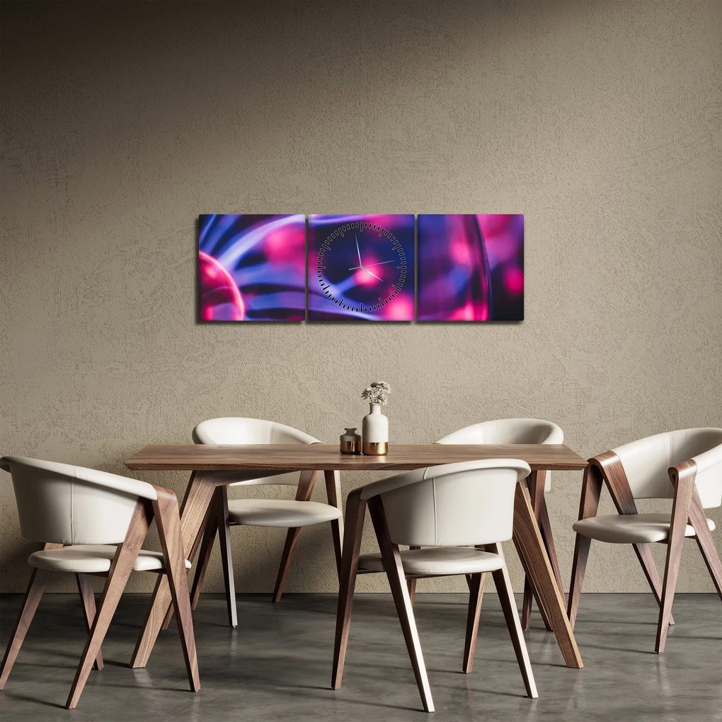 Absztrakt lila kép (órával) (90x30 cm)