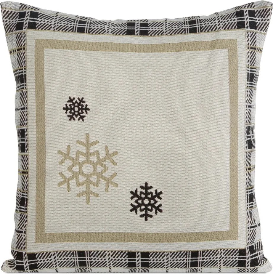 Dekoratív gobelin párnahuzat Angel 45x45 Eurofirany bézs kockás csillag
