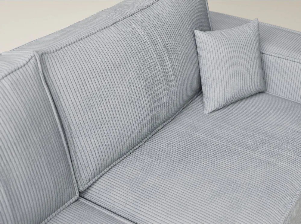 Szürke kordbársony kinyitható-tárolóhelyes sarokkanapé (bal oldali-L alakú) Tonga – Maison de Rêve