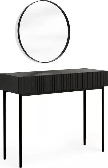 Nicole fésülködőasztal fekete tükörrel 60 cm - matt fekete / fekete lábak
