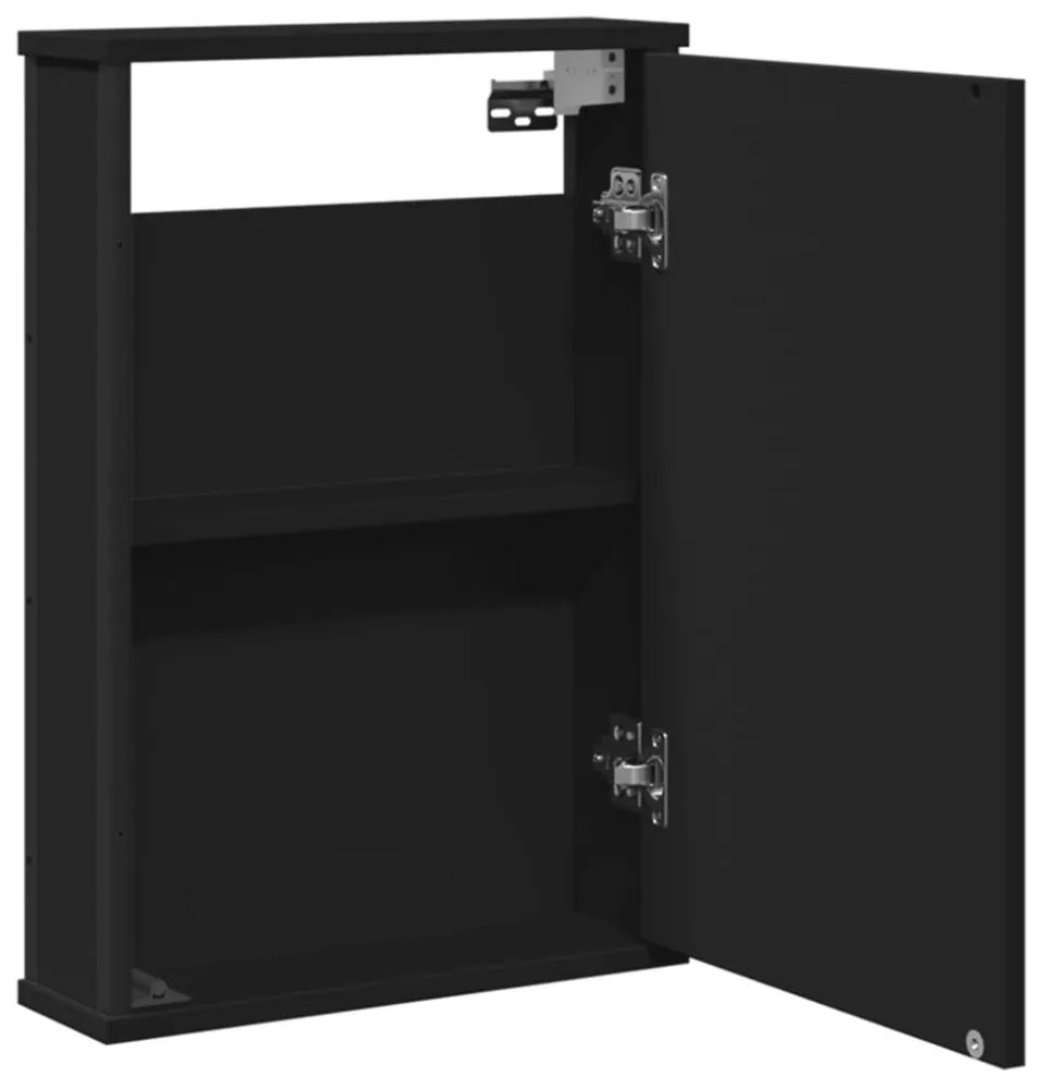 fekete szerelt fa fürdőszobai tükör 42 x 12 x 60 cm