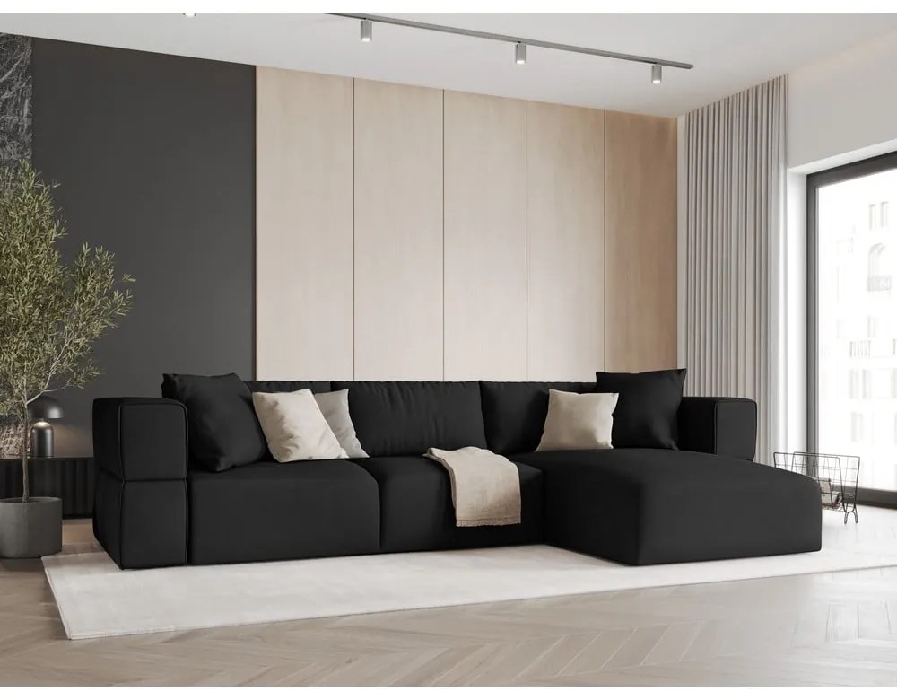 Fekete sarokkanapé (jobb oldali) Esther – Milo Casa