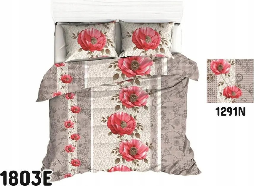 Ágyneműhuzat 140x200 mák piros virágok orientális