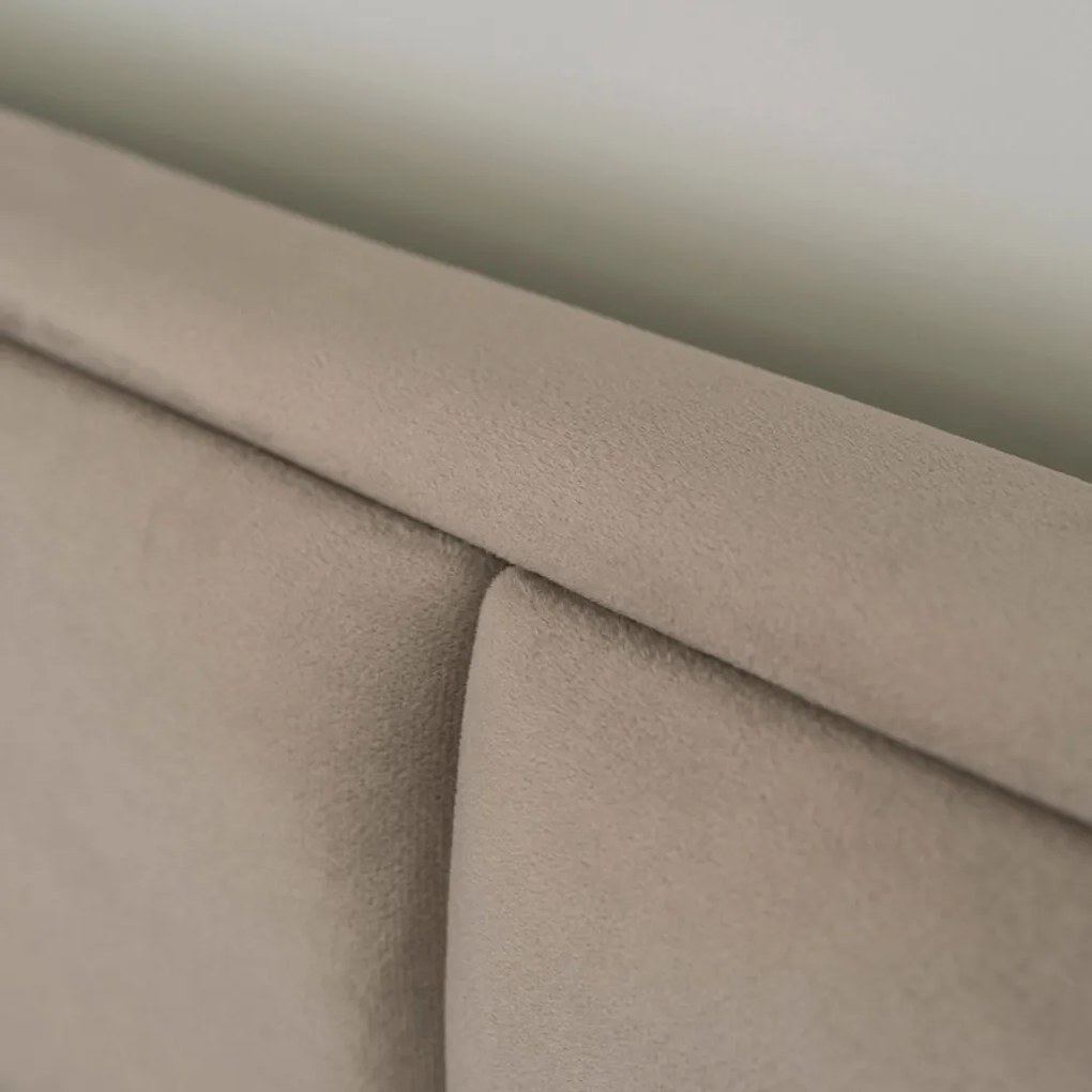 Bézs Bársony Ágyneműtartós Franciaágy. 140x200 DUO