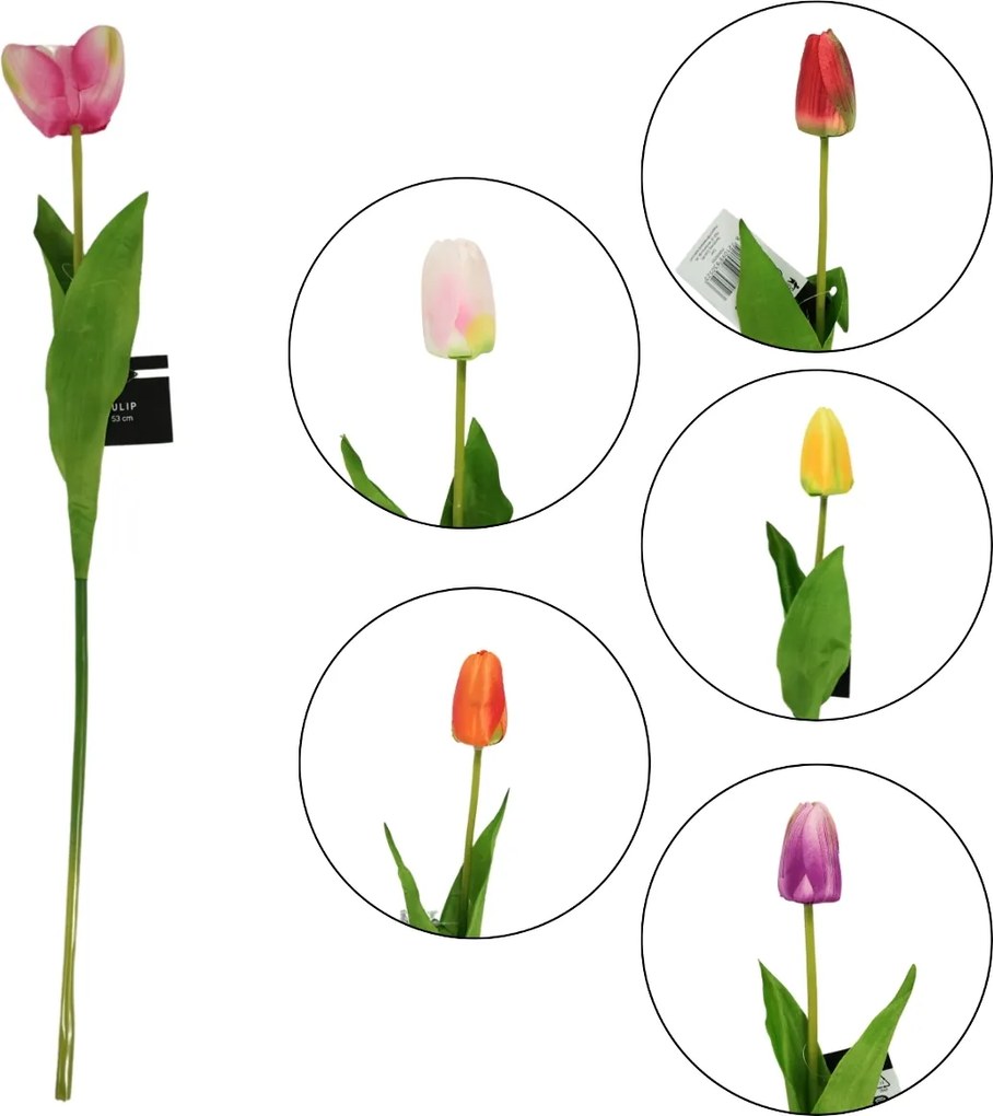 Művirág TULIP 54 cm - több színben Termék színe: Rózsaszín