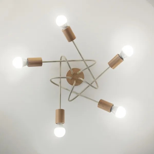 Felületre szerelhető csillár OXFORD 5xE27/15W/230V fenyő/krémszínű