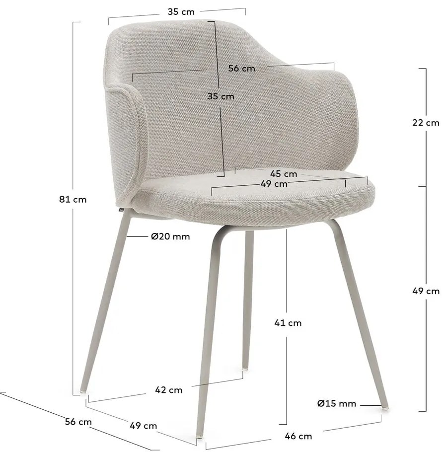 Bézs étkezőszék szett 2 db-os Yunia – Kave Home