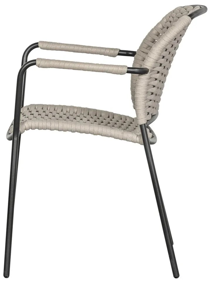 Fekete-bézs fém kerti szék szett 2 db-os Taku – Exotan