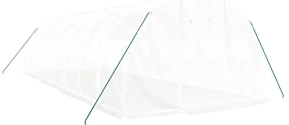 fehér acélvázas melegház 24 m² 8x3x2 m