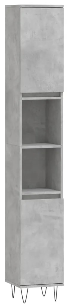 Betonszürke szerelt fa fürdőszobaszekrény 30 x 30 x 190 cm