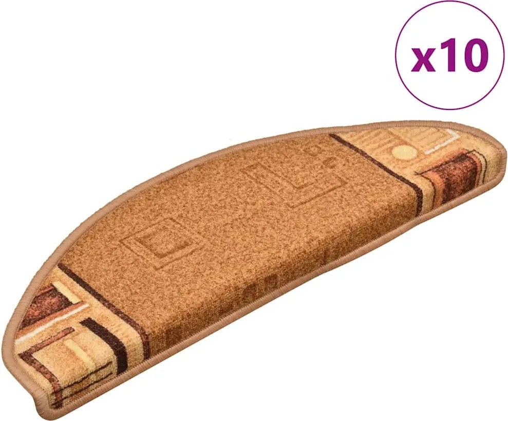 vidaXL 10 db bézs öntapadó lépcsőszőnyeg 65x21x4 cm
