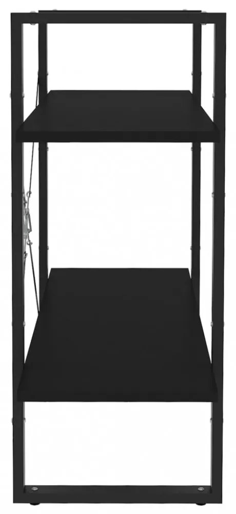 2-szintes fekete szerelt fa könyvszekrény 80 x 30 x 70 cm