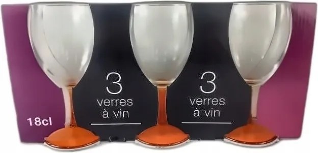 Borospohár készlet, 210 ml 3 darabos, színes talpakkal