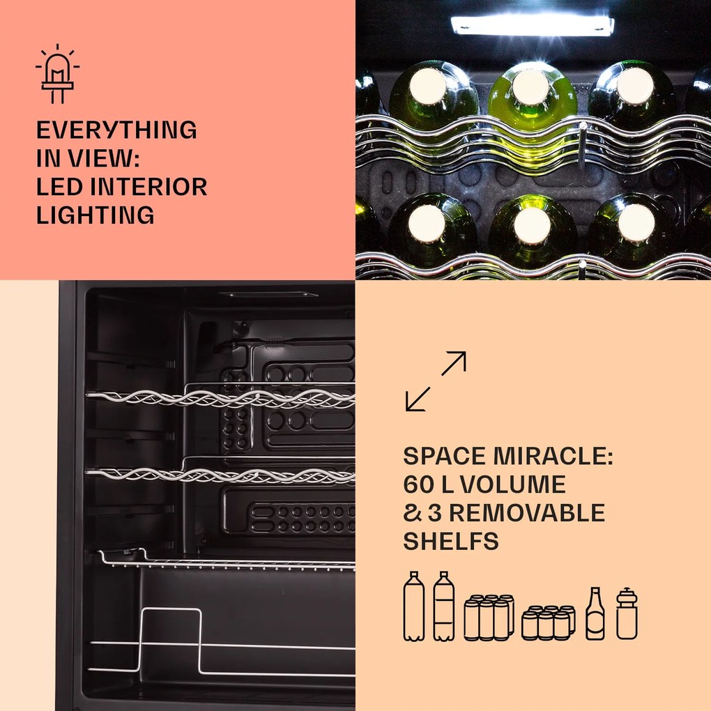 Klarstein Coachella 60, Smart, hűtő, 60 l, WiFi funkció, háttérvilágítás