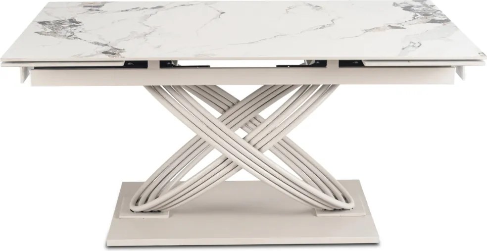 Stół IBIZA Ceramiczny Rozkładany 160-240 cm Biały Marmur/Kaszmir