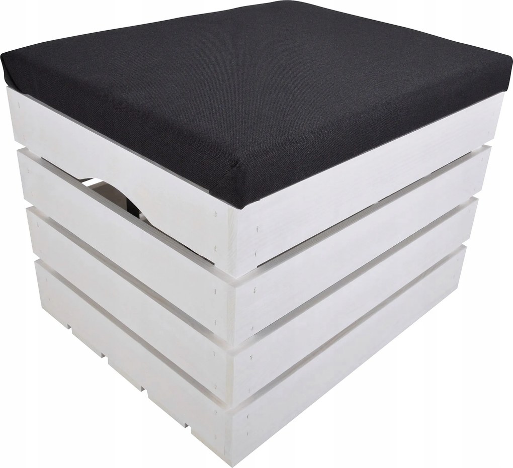 Láda Fehér Kárpitozott Tároló Láda Fenyő Puff