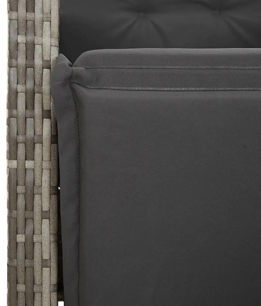 7 részes szürke polyrattan kerti bisztrógarnitúra párnákkal