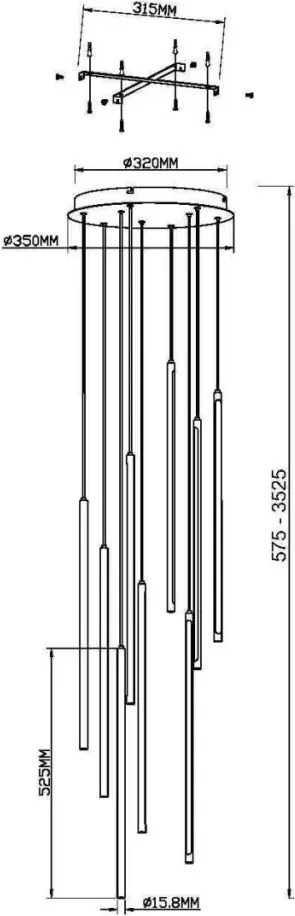 MAYTONI MOD236PL-L54BS3K LIGHT STICK Többágú Függesztett Lámpa Sárgaréz LED IP20