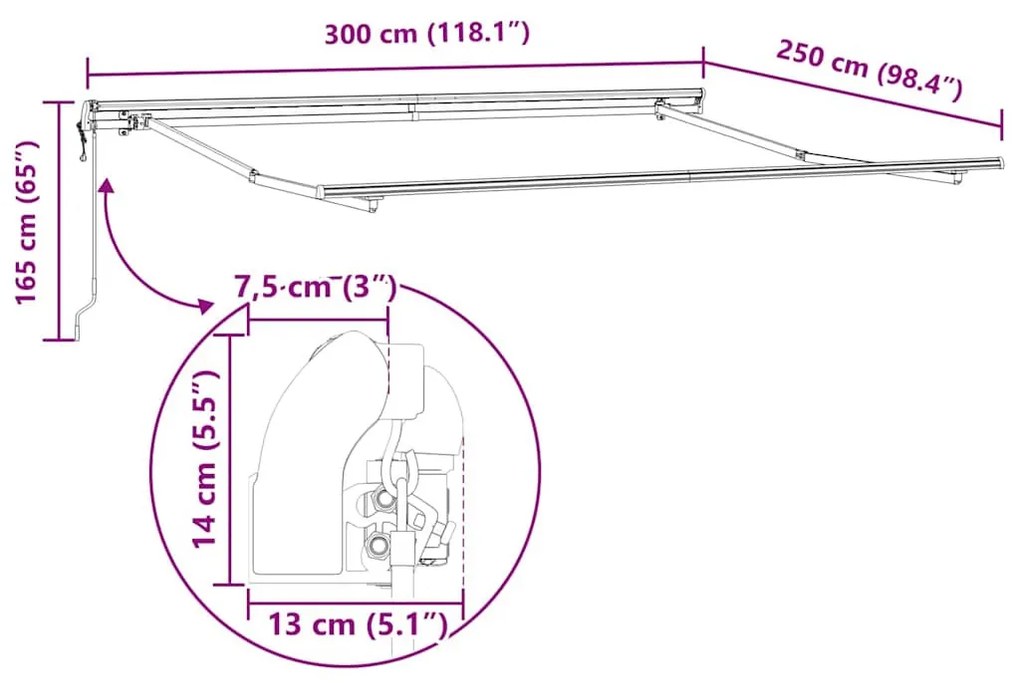 Napernyő Antracit 3 x 2,5 m Fém