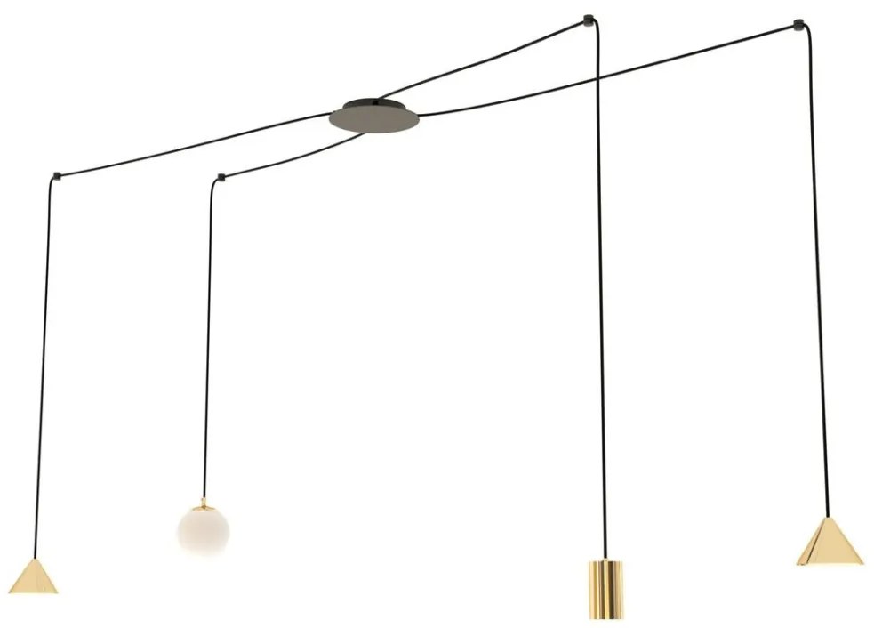 EMIBIG 1350-4 FUJI Többágú Függesztett Lámpa Fekete, Arany E14, GU10, GX53 IP20