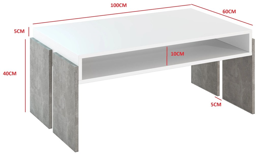 Dohányzóasztal Ramea (platinum grange tölgy + fekete). 1055236
