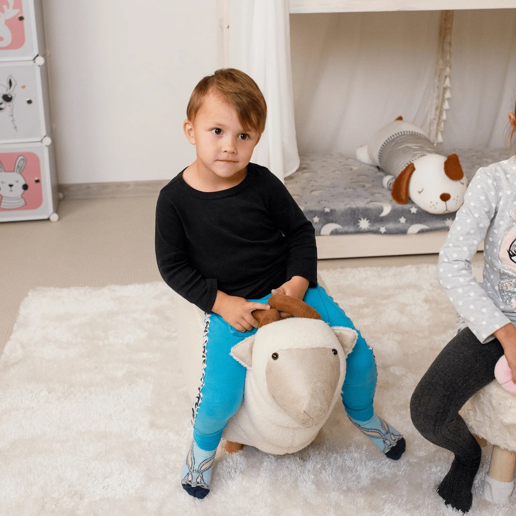 Puff kisbárány alakban, fehér/natúr, VISALI