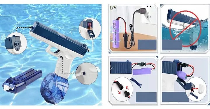 Glock Elektromos vízipisztoly gyerekeknek, Sygna, készlet 2 tartállyal, 434 CC + 58 CC