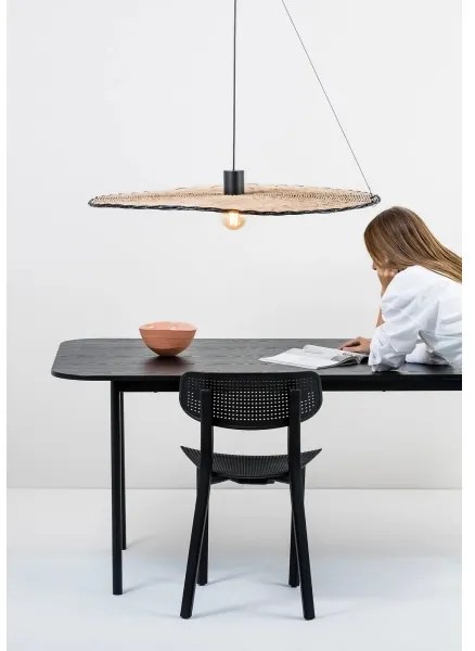 FARO 68590-70 - Csillár zsinóron COSTAS 1xE27/15W/230V á. 100 cm fekete/rattan