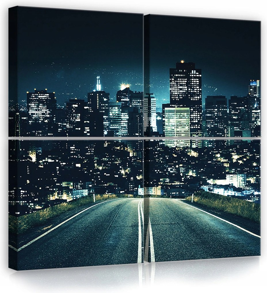 Vászonkép 50x50 Éjszakai város út fény metropolisz urbanizmus utazás