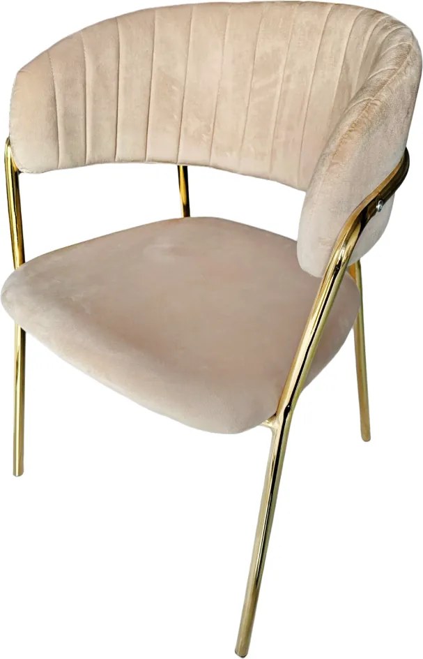Design étkezőszék, bézs Velvet szövet/gold króm arany, DASMIN NEW TYP 1