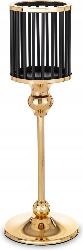 Fém arany gyertyatartó fekete lámpaernyővel glamour nappali dekoráció