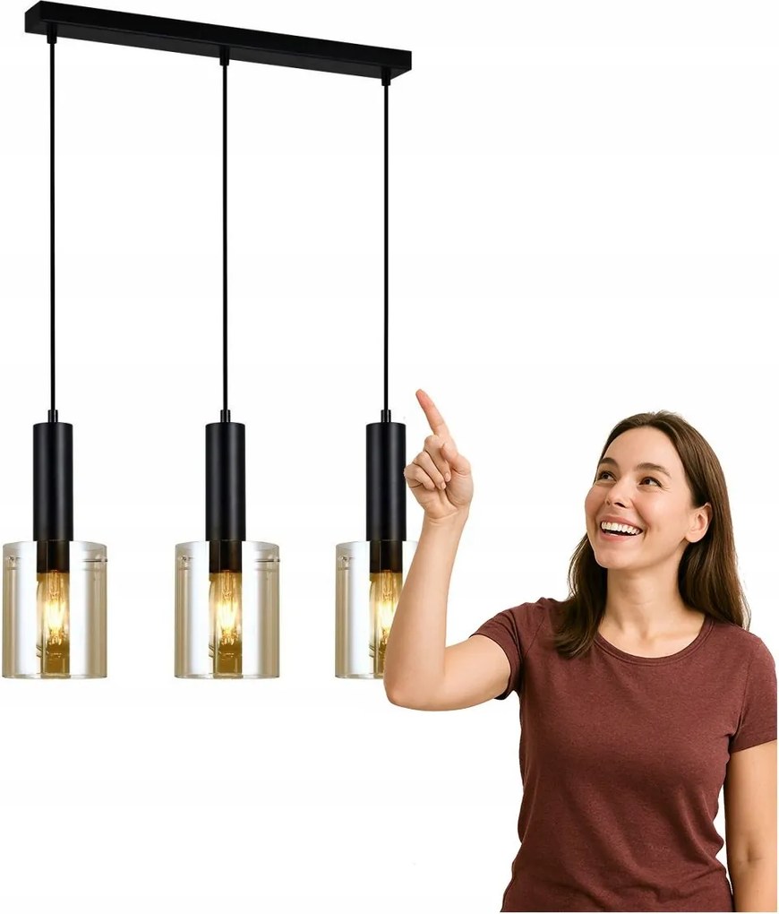 Sardo függőlámpa PND-5581-3-BK+AMB Italux