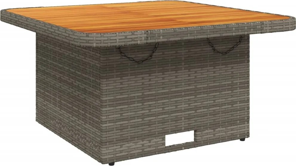 vidaXL szürke polyrattan és akácfa kerti asztal 80 x 80 x 71 cm