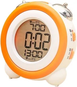 Digitális LED-es ébresztőóra háttérvilágítással dátum hőmérséklet szundi narancssárga