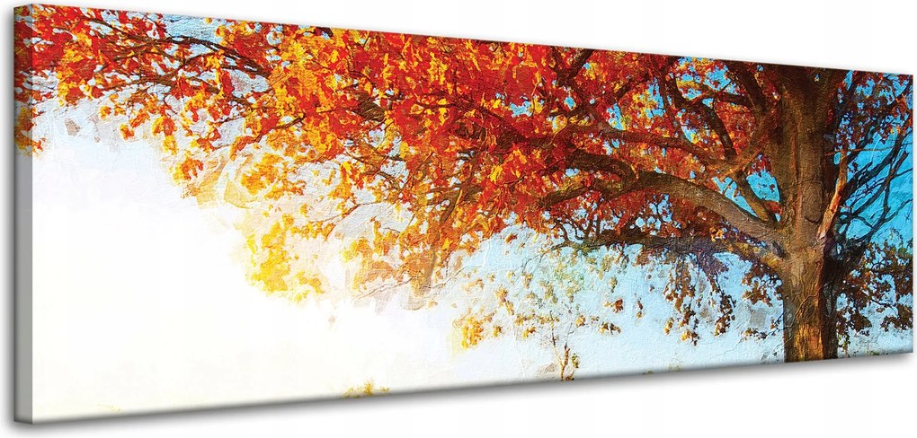 Vászonkép Gyönyörű Fa Piros Levelek Ősz 120x40 cm