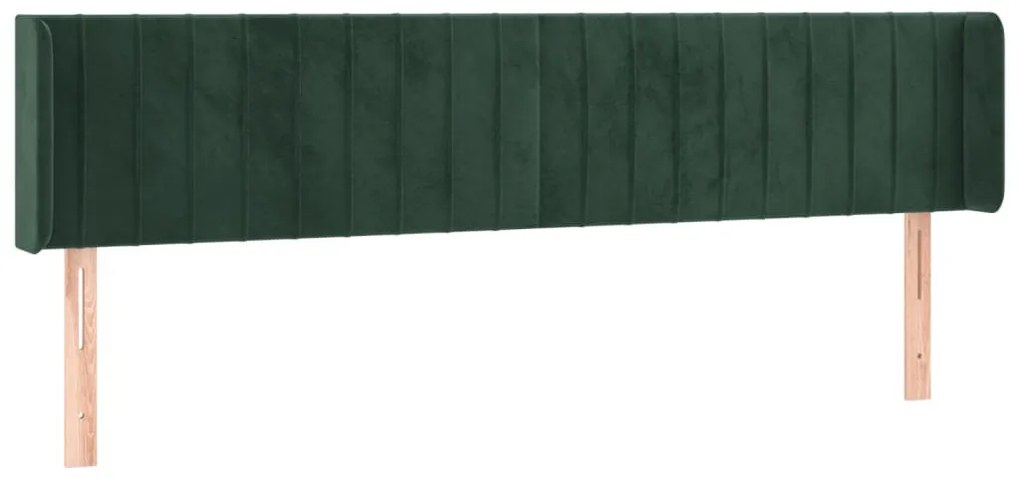 sötétzöld bársony LED-es fejtámla 163 x 16 x 78/88 cm
