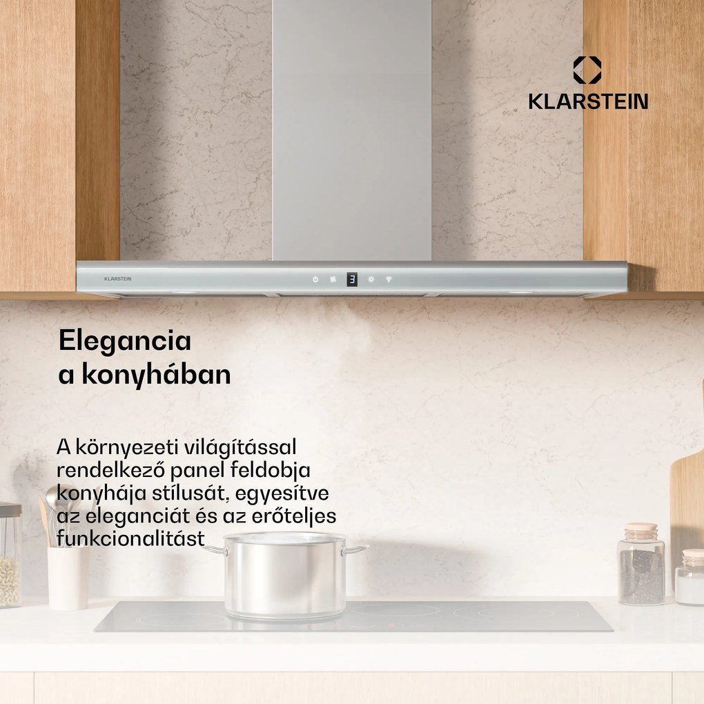 Klarstein Auriana páraelszívó, Környezeti fény, 700 m³/h, WiFi, Touch, LED