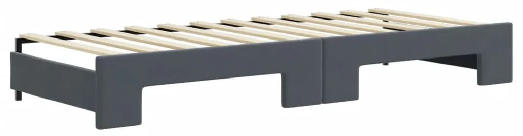 sötétszürke kihúzható bársony heverő matraccal 80 x 200 cm