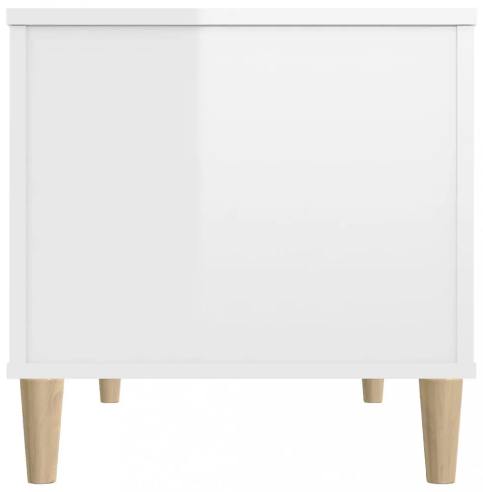 magasfényű fehér szerelt fa dohányzóasztal 90x44,5x45 cm