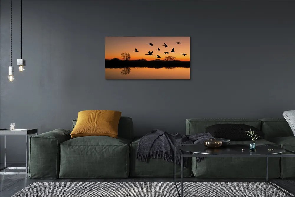 Canvas képek Repülő madarak naplemente 120x60 cm