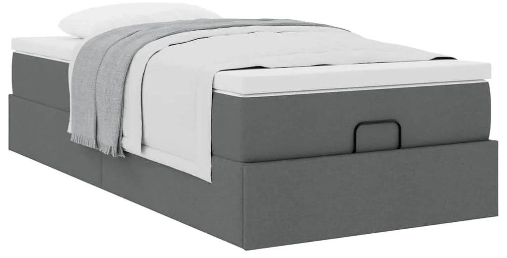 Ottomán ágykeret matraccal sötét szürke 90x190cm szövet