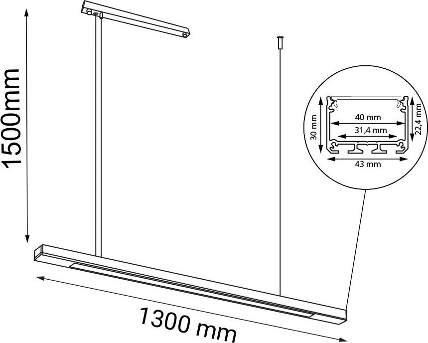 ANTIGO 8656 HAKODA Modern Led Függesztett Lámpa Fekete LED IP20