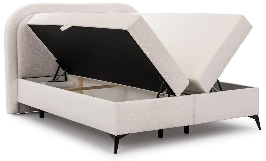 Fehér ágyneműtartós boxspring ágy 160x200 cm Ornes – Ropez
