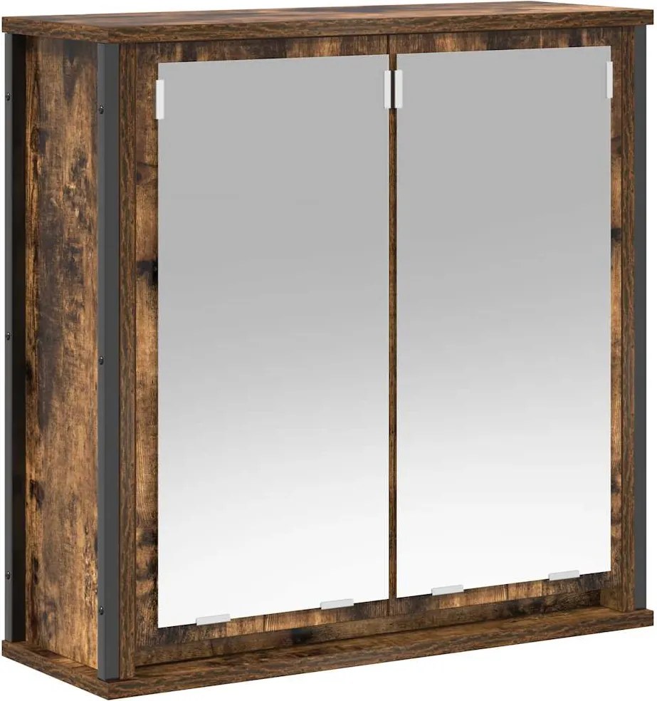 vidaXL füstölt tölgy fürdőszoba fali szekrény tükörrel 60x21x60 cm