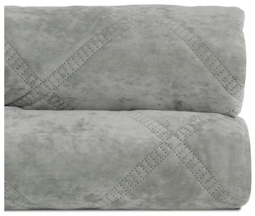 Szürkészöld bársony steppelt ágytakaró 230x260 cm – Ixia