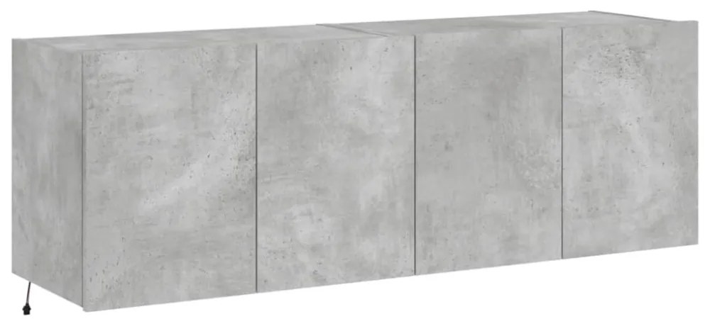 2 db betonszürke fali TV-szekrény LED-del 60x35x41 cm